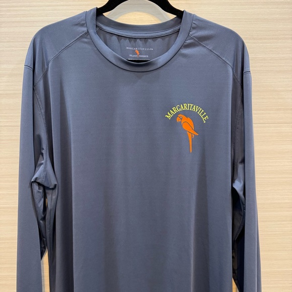 Margaritaville Island Reserve Parrot Logo Charcoal Lightweight Long Sleeve Tee - Picture 1 of 7
